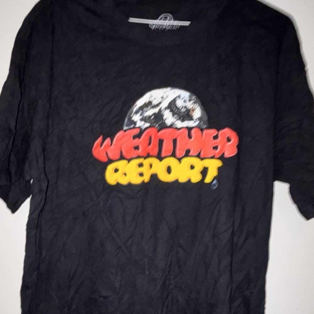 Weather Report Men's XL Black Cotton Graphic Logo Crew Neck Short Sleeve Tee